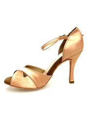 Carica immagine nella Galleria, Ely QA (32QA) - Scarpa Basica da donna in Raso Carne con cinturino Singolo alla caviglia e Tacco Rocchettino