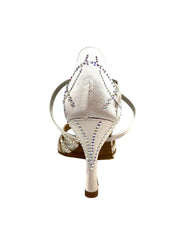 Load image into Gallery viewer, CAROLIN QC (Marea L14) - Woman's Shoe in Pink Powder Silk Satin With Boreal Swarovski and Spool Heel / Slim Latin