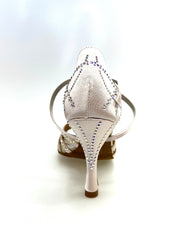 Load image into Gallery viewer, CAROLIN QC (Marea L14) - Woman's Shoe in Pink Powder Silk Satin With Boreal Swarovski and Spool Heel / Slim Latin