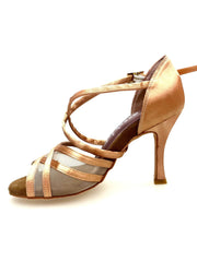 Carica immagine nella Galleria, Melany QC (45R QC) - Scarpa Basica Da donna in Raso Carne con Retina con Cuscino memorex e Cinturino Incrociato sul Collo Piede con Tacco Rocchettino Wishdance