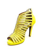 Load image into Gallery viewer, ELSY Plus (LP7) - Sandalo a Tronchetto Da Donna in Morbido Camoscio Giallo Con Swarovski Boreali con Plateau Flex e Tacco Alto a Spillo Largo