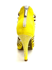 Load image into Gallery viewer, ELSY Plus (LP7) - Sandalo a Tronchetto Da Donna in Morbido Camoscio Giallo Con Swarovski Boreali con Plateau Flex e Tacco Alto a Spillo Largo