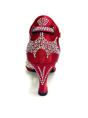 Load image into Gallery viewer, MIRIAM Temptation Plus (L6) - Scarpa Da Donna in Raso Seta Rosso Con Swarovski Boreali e Tacco a Rocchetto