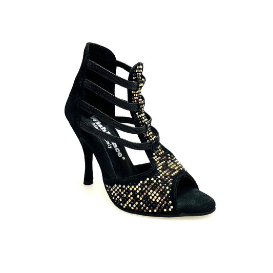 Sandalo da Donna in Camoscio Nero Carola Leopard Wish Dance, vista laterale