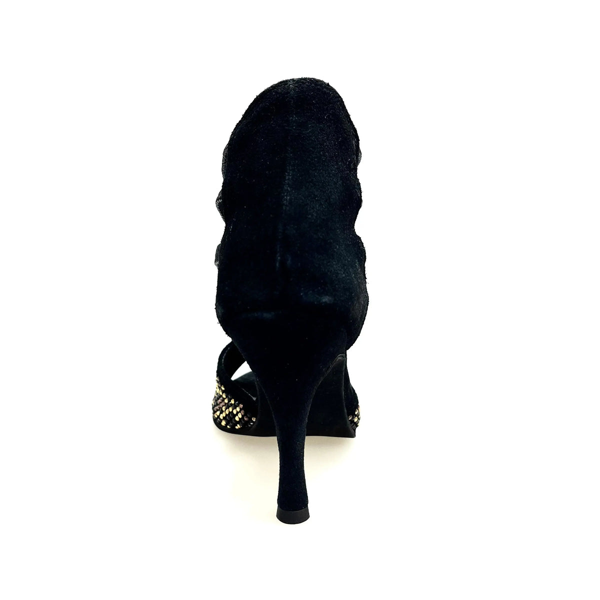 Sandalo da Donna in Camoscio Nero Carola Leopard Wish Dance, vista posteriore