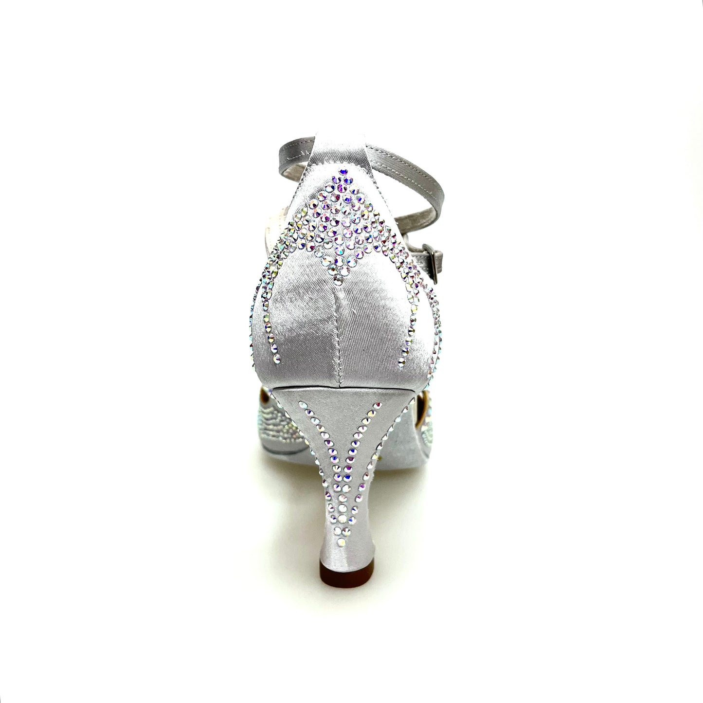 Scarpa da ballo donna DADA Diamond QB in raso argento con cinturino incrociato alla caviglia e dettagli Swarovski Boreali