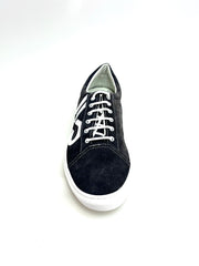 Carica immagine nella Galleria, ALBIR Panther - SNEAKER URBANKIZ EXTRACONFORT FLEX IN CAMOSCIO NERO CUCITURE BIANCHE CON CASSETTA IN RESINA DI GOMMINA BIANCA FLEX