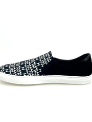 Carica immagine nella Galleria, ROJAS Slip Supreme Flex - MOCASSINO SUPER FLEX EXTRACONFORT TESSUTO ROMBOIDALE BIANCO E NERO ABBINATO A CAMOSCIO NERO CON CASSETTA IN RESINA DI GOMMINA BIANCA FLEX