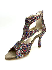 Carica immagine nella Galleria, Nina Kristall - Sandalo da Donna in Kristal Multicolor Foderato in Pelle tacco sottile a Rocchettino