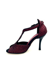 Load image into Gallery viewer, Fascino (401) - Scarpa da Donna in Sunseet Rosso Profili neri Tacco a Spillo Smaltato Nero