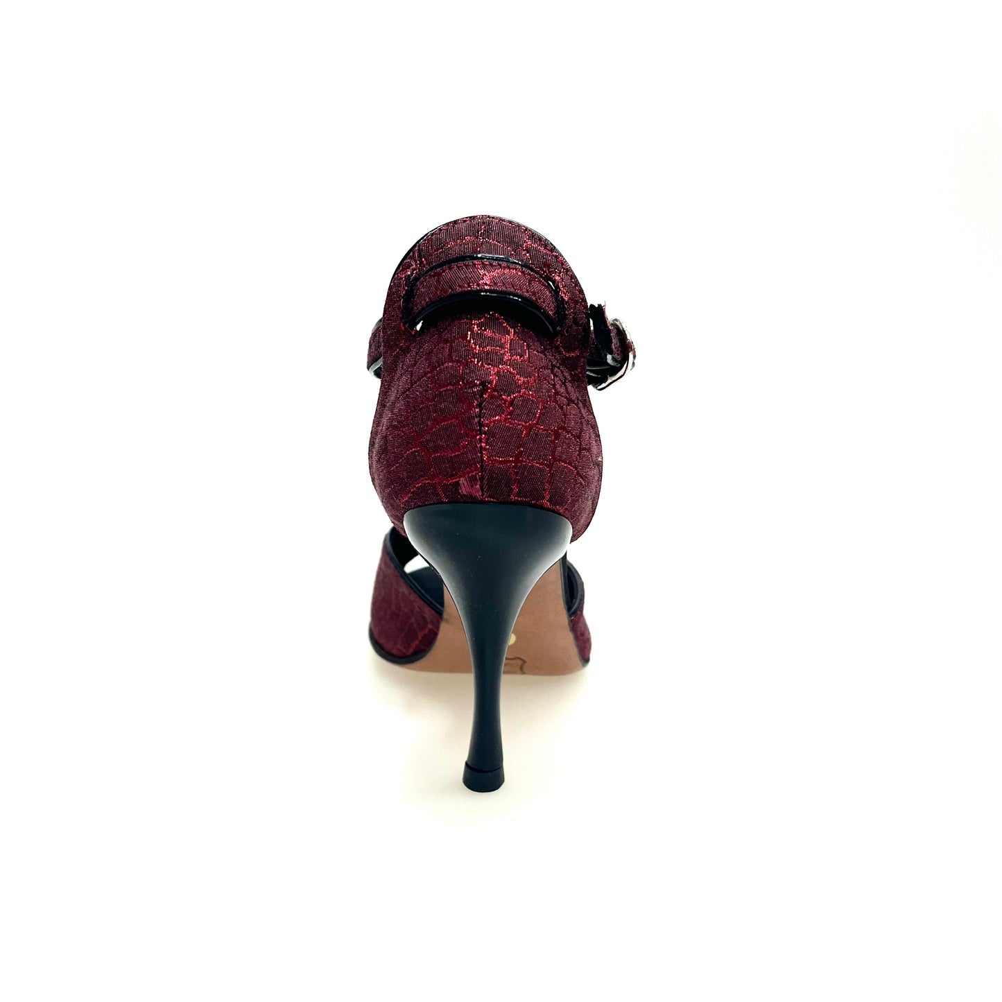 Scarpa da donna Fascino (401) Wish Dance Shop in Sunset rosso con profili neri, tacco a spillo smaltato nero, dettaglio elegante