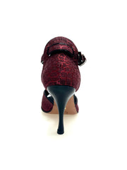 Load image into Gallery viewer, Fascino (401) - Scarpa da Donna in Sunseet Rosso Profili neri Tacco a Spillo Smaltato Nero