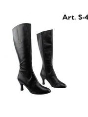 Carica immagine nella Galleria, Stivale in pelle nera Wish Dance Shop D-4 S42 Zip, alto sotto ginocchio, con chiusura zip laterale, stile elegante e robusto.