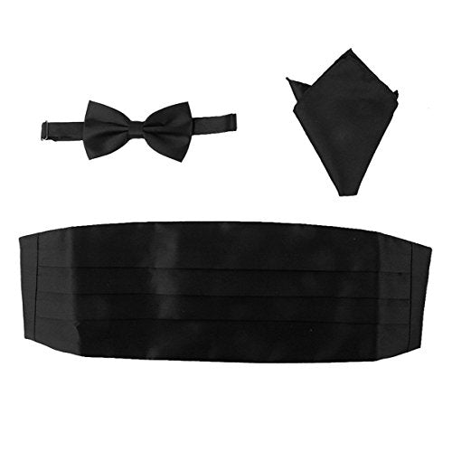 Set di accessori nero con fusciacca, pochette e papillone di Wish Dance Shop, eleganti dettagli per il look.