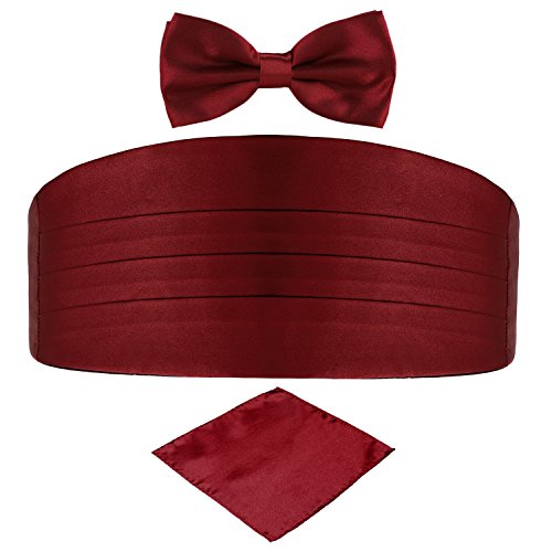 Set per Smoking Fusciacca/Pochette/Papillone di colore Bordeaux Wish Dance, vista laterale