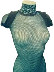 Carica immagine nella Galleria, Swarovski Tuta Dolcevita Professionale in Rete con Swarovski Luxury