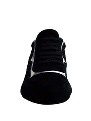 Load image into Gallery viewer, Sneaker Antony 115 da uomo in camoscio nero con inserti in pelle argento, suola bianca, stile sportivo e moderno