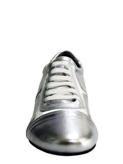 Load image into Gallery viewer, Sneaker Antony 115 Wish Dance Shop in pelle argento con inserti in vernice bianca, scarpa da uomo elegante e moderna