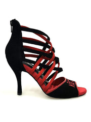 Load image into Gallery viewer, Wish Dance Shop 161 Camoscio Nero e Rosso Ricamo Kizmi