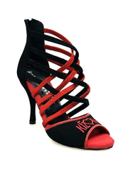 Load image into Gallery viewer, Wish Dance Shop 161 Camoscio Nero e Rosso Ricamo Kizmi