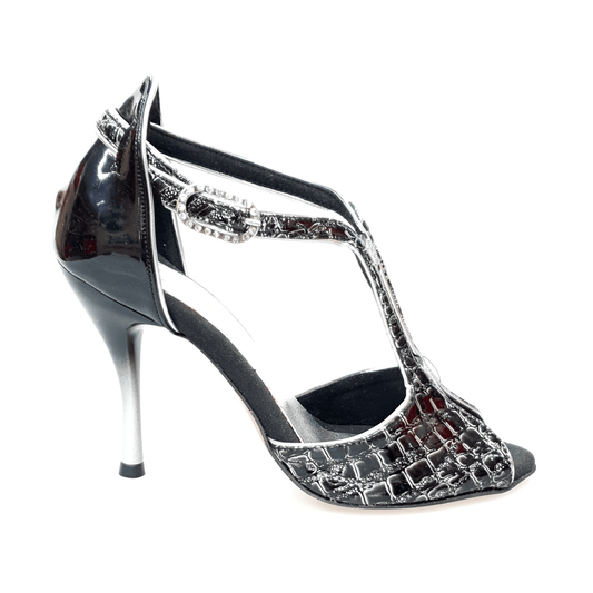 Scarpa donna Fascino (401) Wish Dance Shop, sandalo Dundee nero con tacco in vernice nera, dettaglio elegante e alla moda