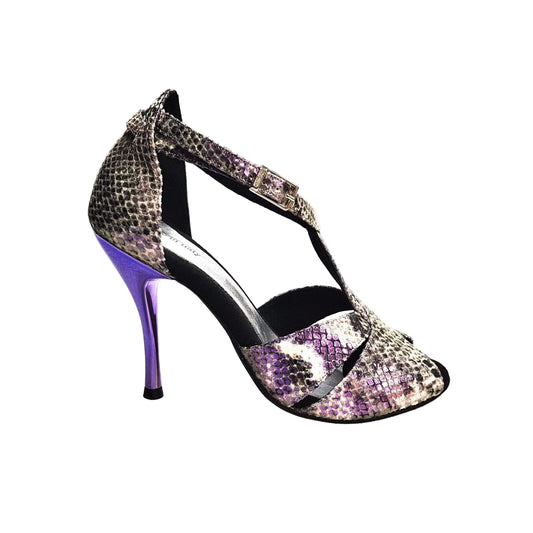 Scarpa da donna Anastasia (403) in materiale speciale hologram Python, con suola piatta e design elegante.