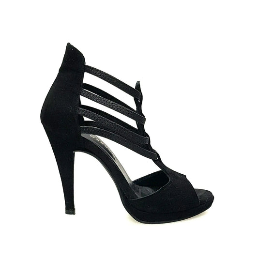 Sandalo donna Lilith Wish Dance Shop in camoscio nero con plateau, dettaglio elegante e comodo, vista frontale.
