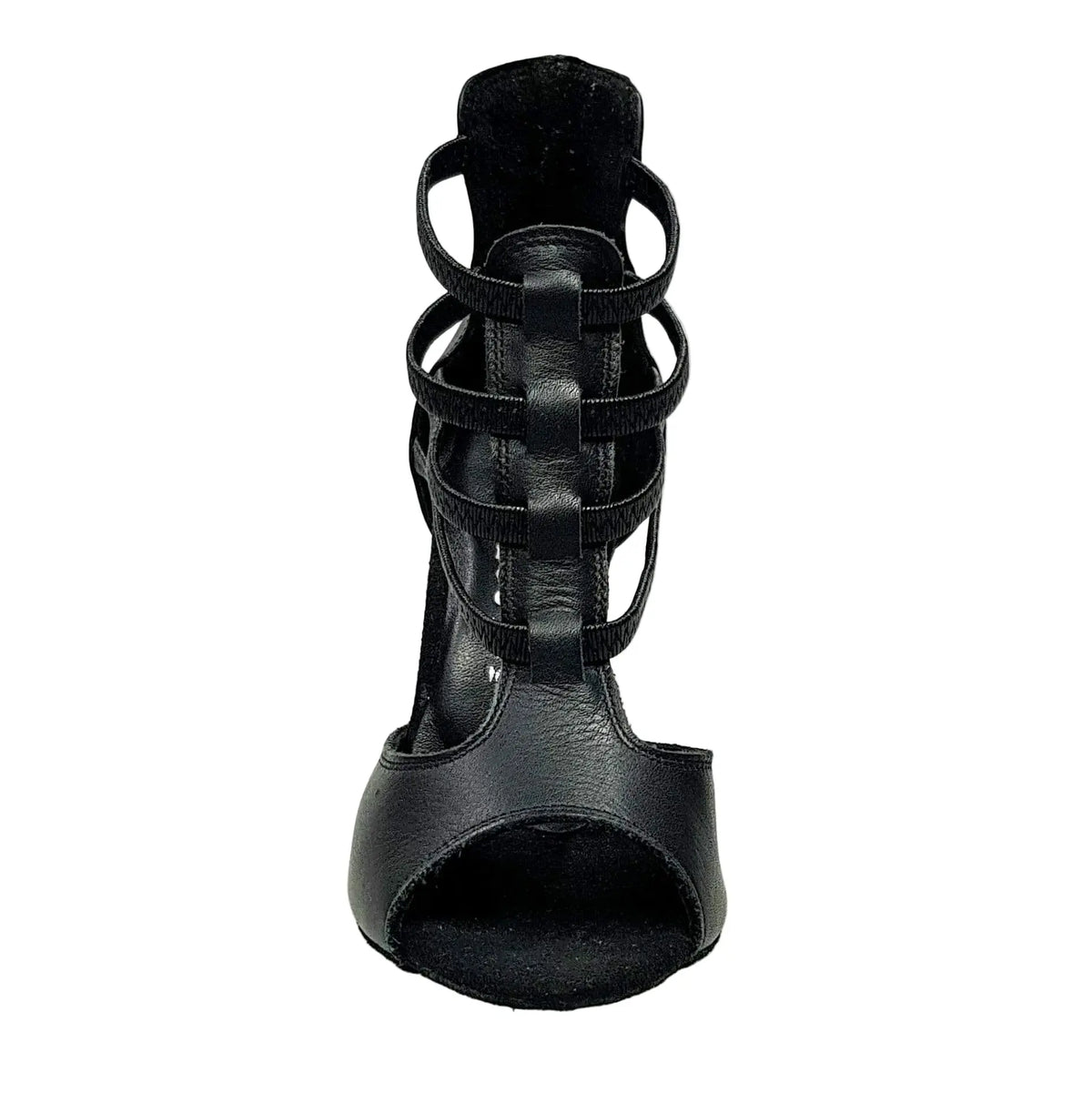 Sandalo da donna Lilith (460) in pelle nera con tacco a spillo di Wish Dance Shop, vista laterale e dettagli eleganti