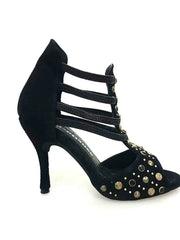 Carica immagine nella Galleria, Wish Dance Shop 460 PW Camoscio Nero Borchie Oro