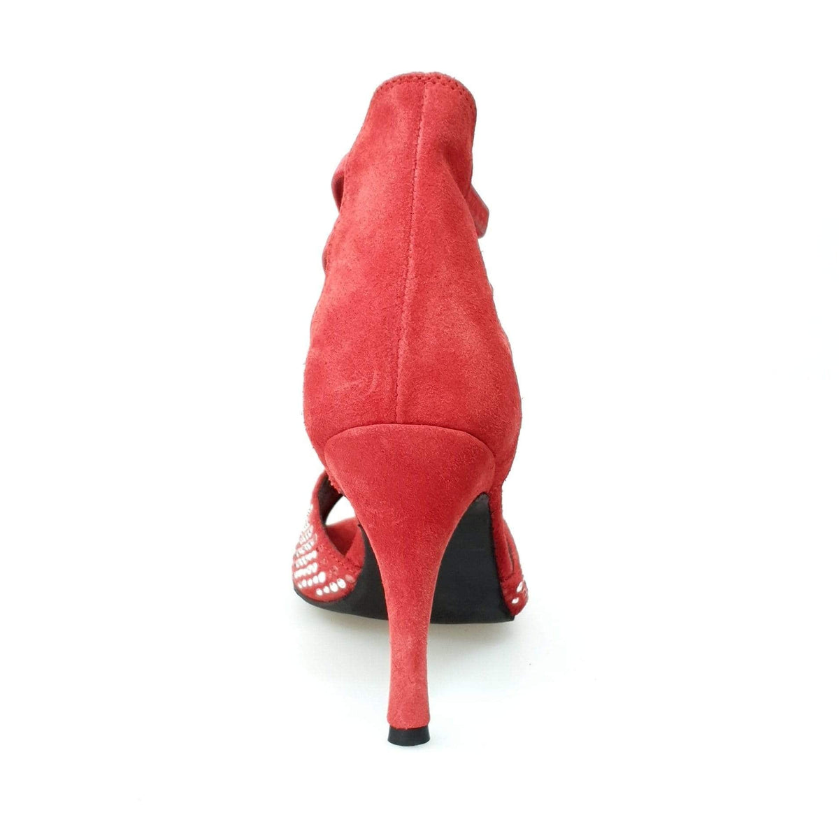 Sandalo da Donna in Camoscio Rosso Lioness Red Silver Wish Dance, vista posteriore
