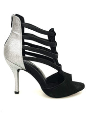 Load image into Gallery viewer, Wish Dance Shop 460 zip Camoscio Nero e Glitter Argento