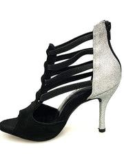 Load image into Gallery viewer, Wish Dance Shop 460 zip Camoscio Nero e Glitter Argento