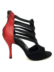 Load image into Gallery viewer, Wish Dance Shop 460 zip Camoscio Nero e Glitter Rosso