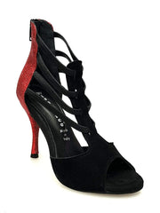Carica immagine nella Galleria, Wish Dance Shop 460 zip Camoscio Nero e Glitter Rosso