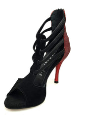 Load image into Gallery viewer, Wish Dance Shop 460 zip Camoscio Nero e Glitter Rosso