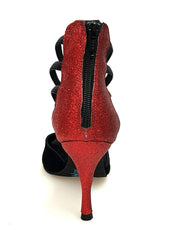 Load image into Gallery viewer, Wish Dance Shop 460 zip Camoscio Nero e Glitter Rosso