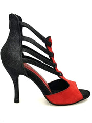 Carica immagine nella Galleria, Wish Dance Shop 460 zip Camoscio Rosso e Glitter Nero