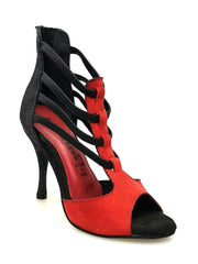 Carica immagine nella Galleria, Wish Dance Shop 460 zip Camoscio Rosso e Glitter Nero