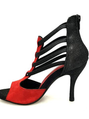 Carica immagine nella Galleria, Wish Dance Shop 460 zip Camoscio Rosso e Glitter Nero