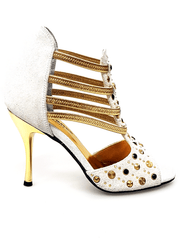 Load image into Gallery viewer, Wish Dance Shop 460PW Camoscio Ghiaccio con Borchie Oro e Elastici Oro