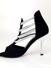 Carica immagine nella Galleria, Wish Dance Shop 460PW Camoscio Nero e Elastici Argento