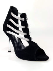 Carica immagine nella Galleria, Wish Dance Shop 460PW Camoscio Nero e Elastici Argento