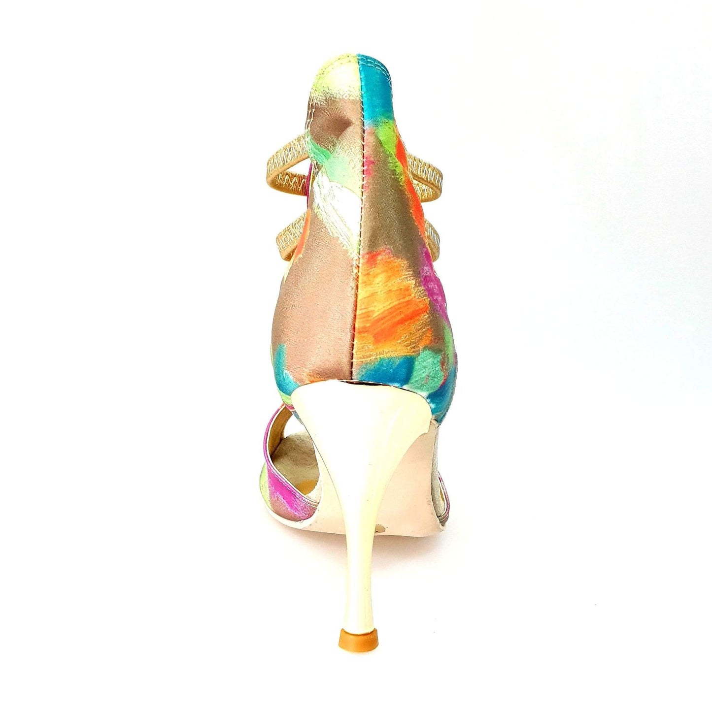 Scarpa da donna Iris Fantasy Green Gold Wish Dance Shop con tessuto Picasso verde, elastici e tacco a spillo laminato oro