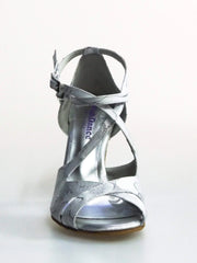 Carica immagine nella Galleria, Scarpa Brenda White Cloud Wish Dance Shop in Robin argento con doppio cinturino alla caviglia e dettagli laminati argento