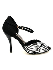 Carica immagine nella Galleria, Wish Dance Shop 620 Raso Zebra Con Tallone in Camoscio Nero