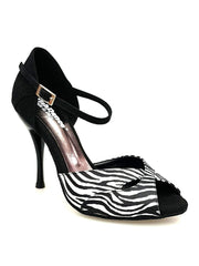 Carica immagine nella Galleria, Wish Dance Shop 620 Raso Zebra Con Tallone in Camoscio Nero