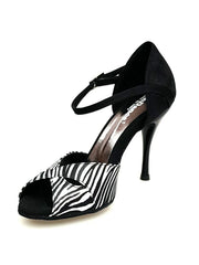 Carica immagine nella Galleria, Wish Dance Shop 620 Raso Zebra Con Tallone in Camoscio Nero