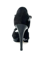 Carica immagine nella Galleria, Scarpa donna Wish Dance Shop Xena 698X in camoscio nero e vernice nera con plateau e tacco a spillo, vista frontale.