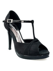 Carica immagine nella Galleria, Scarpa da donna Wish Dance Shop Xena (698X) in camoscio nero e vernice con plateau e tacco a spillo, dettaglio elegante