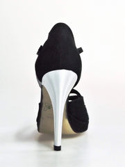 Carica immagine nella Galleria, Wish Dance Shop 698x Camoscio Nero e Glitter Argento Con Plateau